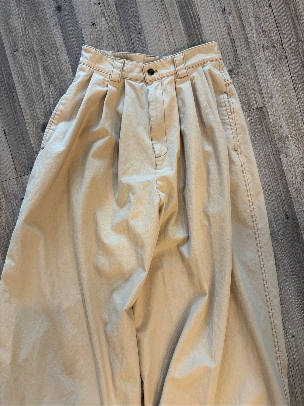 Farm Rio Khaki Wide Leg Palazzo Pants Low Rise Pleated 100% Cotton S - Picture 9 of 15
